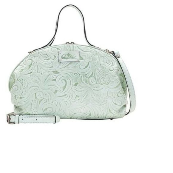 Patricia Nash Handbags - Patricia Nash White Wax Tool Fiora Satchel Purse, Mint